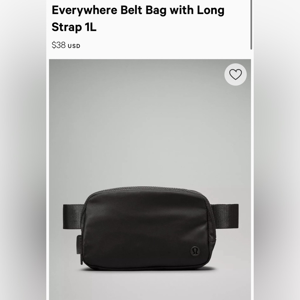 NWOT Black Lululemon Everywhere Belt Bag With Long Strap 1L